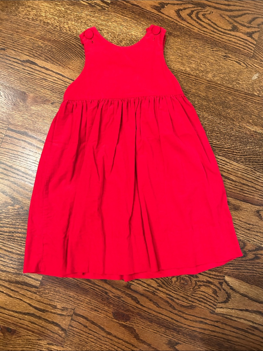 Bright Red Sleeveless Girls Pinafore Dress